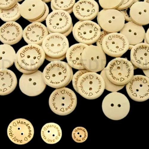 Natural round wooden - natural, buttons