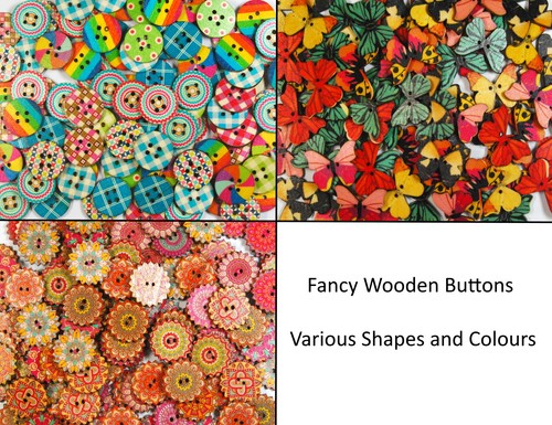 Wooden buttons fancy printed - buttons,