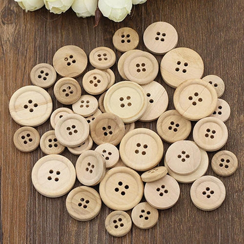 Natural wooden buttons hole - wooden,