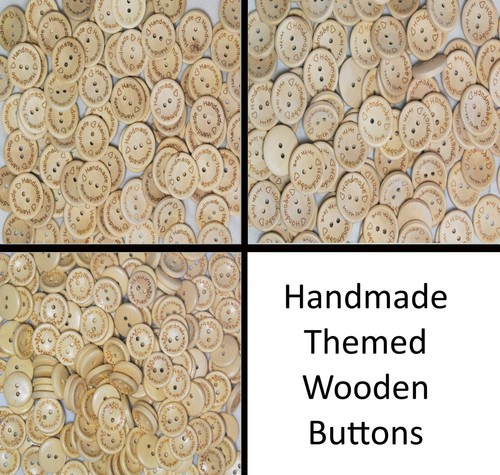 Wooden buttons printed - wooden,