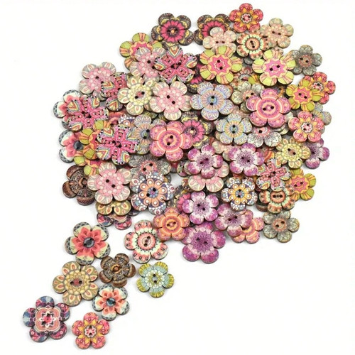 Vintage flower wooden - vintage, buttons