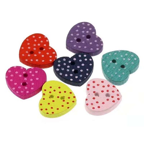 Heart craft buttons wooden - craft,