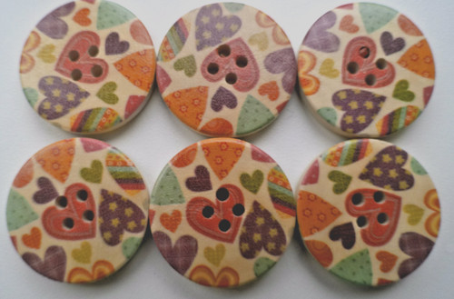 Heart multicoloured buttons - 6,