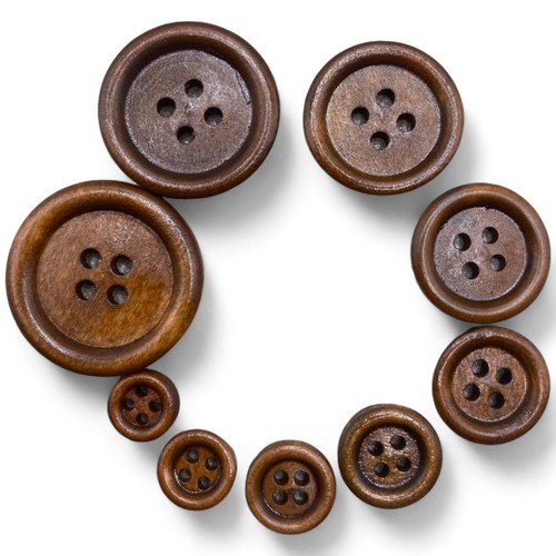 Brown wooden buttons - wooden, to