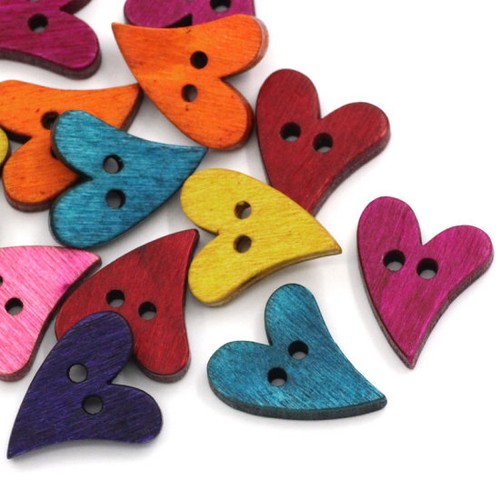 Buttons 20mm love heart - 20mm, shaped