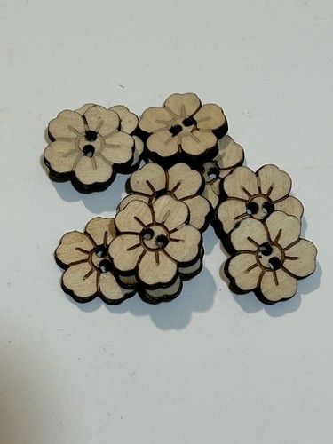Flower wooden buttons - 10,