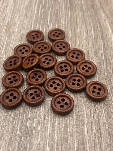 13mm brown wooden buttons - brown,