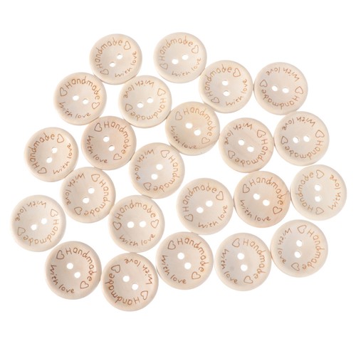 100pcs beige wooden buttons - 100pcs,