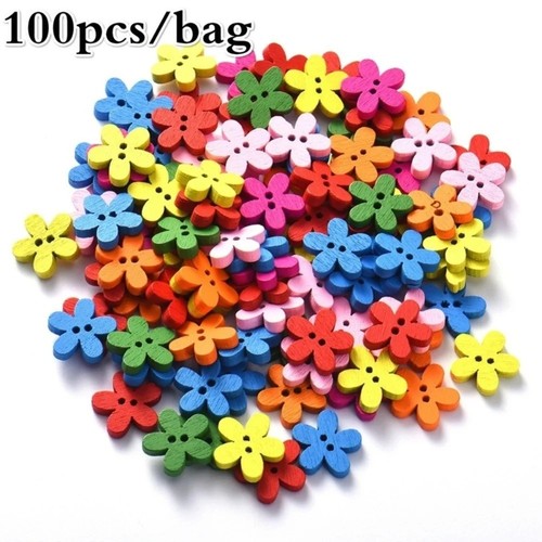 100pcs buttons mixed flower - 100pcs,