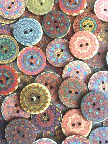 Wooden mandala buttons - , 25mm