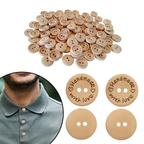 100pcs wooden buttons handmade - 100pcs,