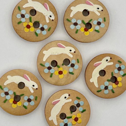 Wooden bunny buttons - wooden,