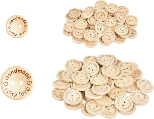 Wooden buttons 60pcs - wooden,