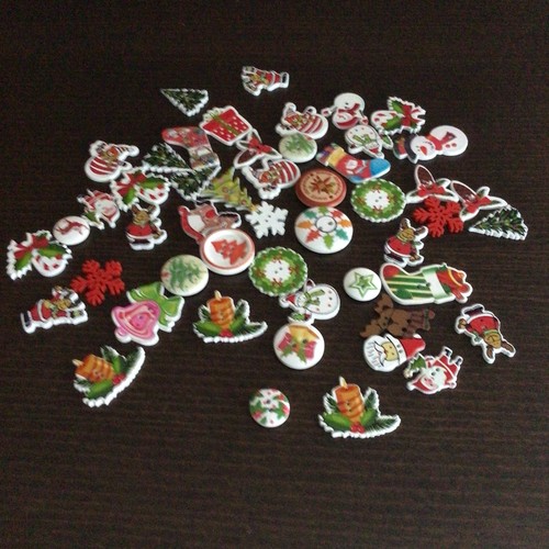 Christmas wooden buttons - christmas,