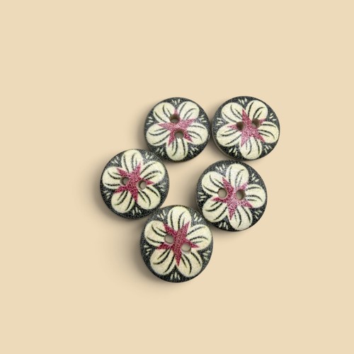 15mm wooden cute flower - wooden, round