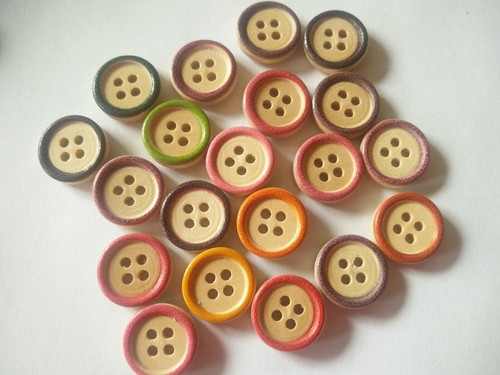 Round wood wooden - buttons, 15mm