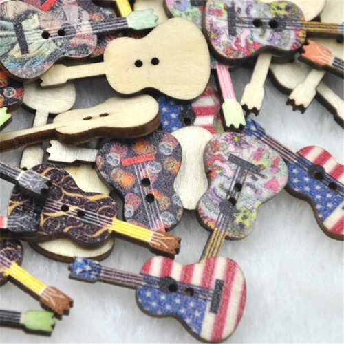 Guitar wooden buttons sew - sew, on