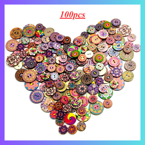 100pcs wooden sewing buttons - 100pcs,