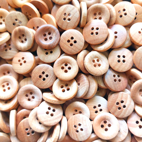 Natural wooden buttons - natural,