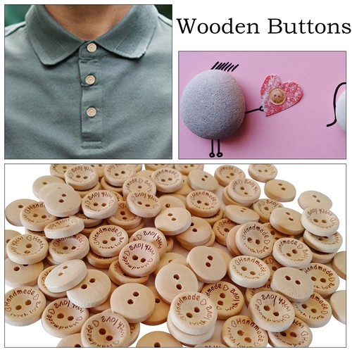 Wooden buttons natural - natural, 2