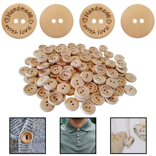 Natural wooden buttons - natural,