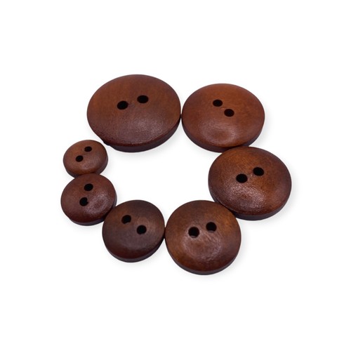 Brown wooden buttons hole 7 - brown,