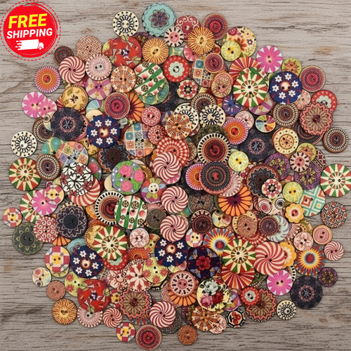 100pcs wooden sewing buttons - 100pcs,