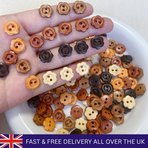 10pcs wooden flower buttons - 10pcs,