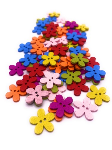 15mm flower shaped wooden - 15mm, 30