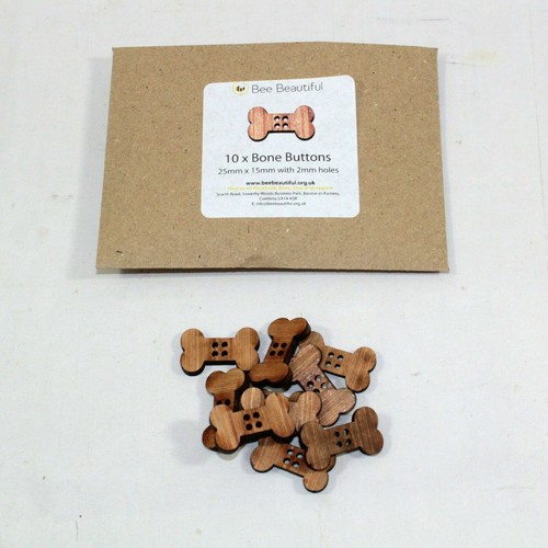 Wooden buttons dog bone - wooden,