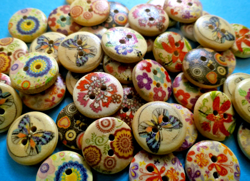 15mm round wooden buttons