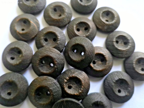 Dark brown wooden buttons - wooden,